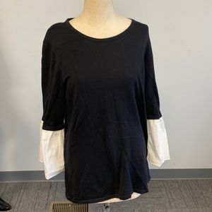 Calvin Klein Black & White Top Long Sleeve Large